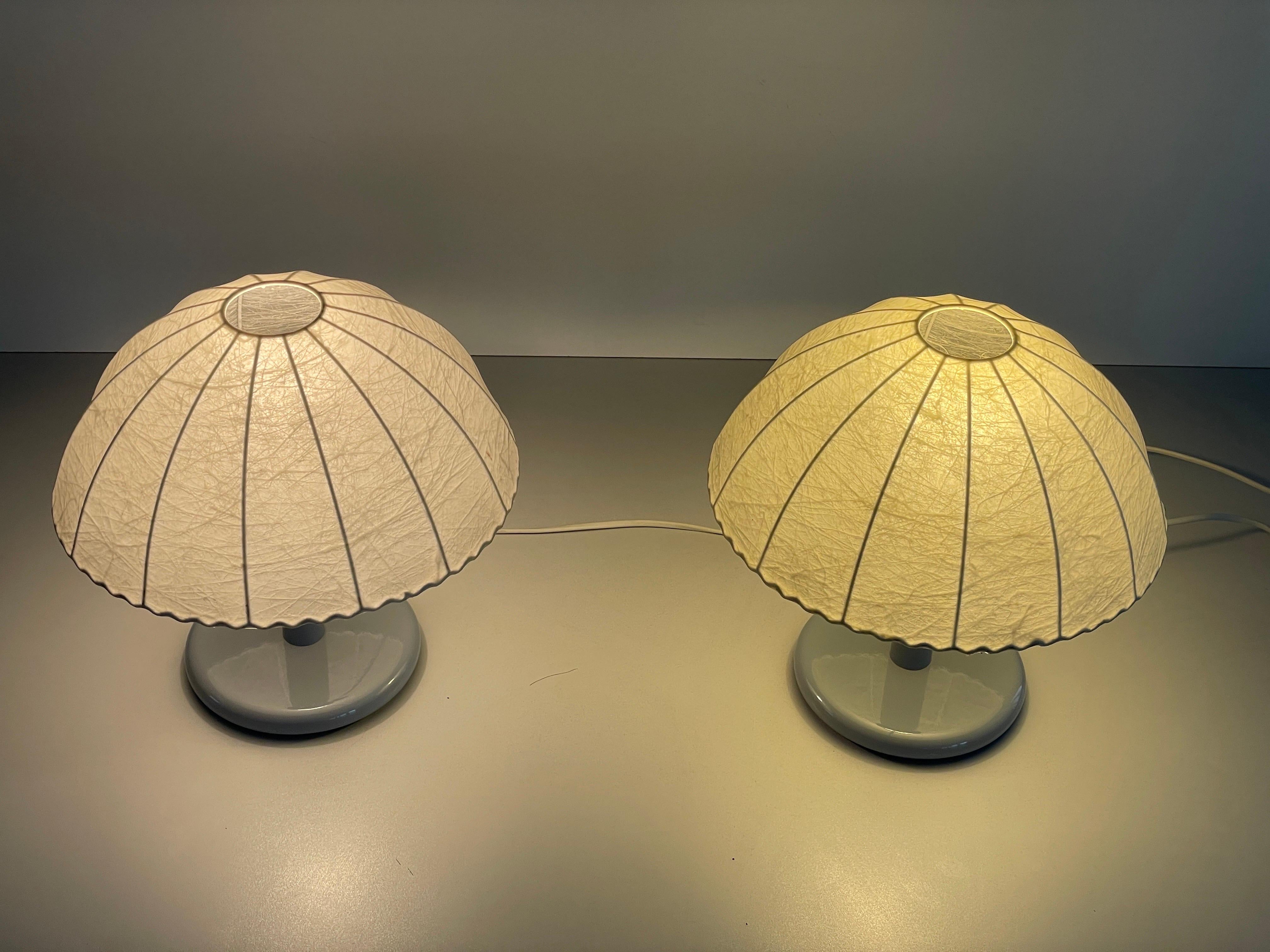 Pair of Cocoon Table Lamps with Grey Metal Base by GOLDKANT, 1960s, Germany For Sale 8