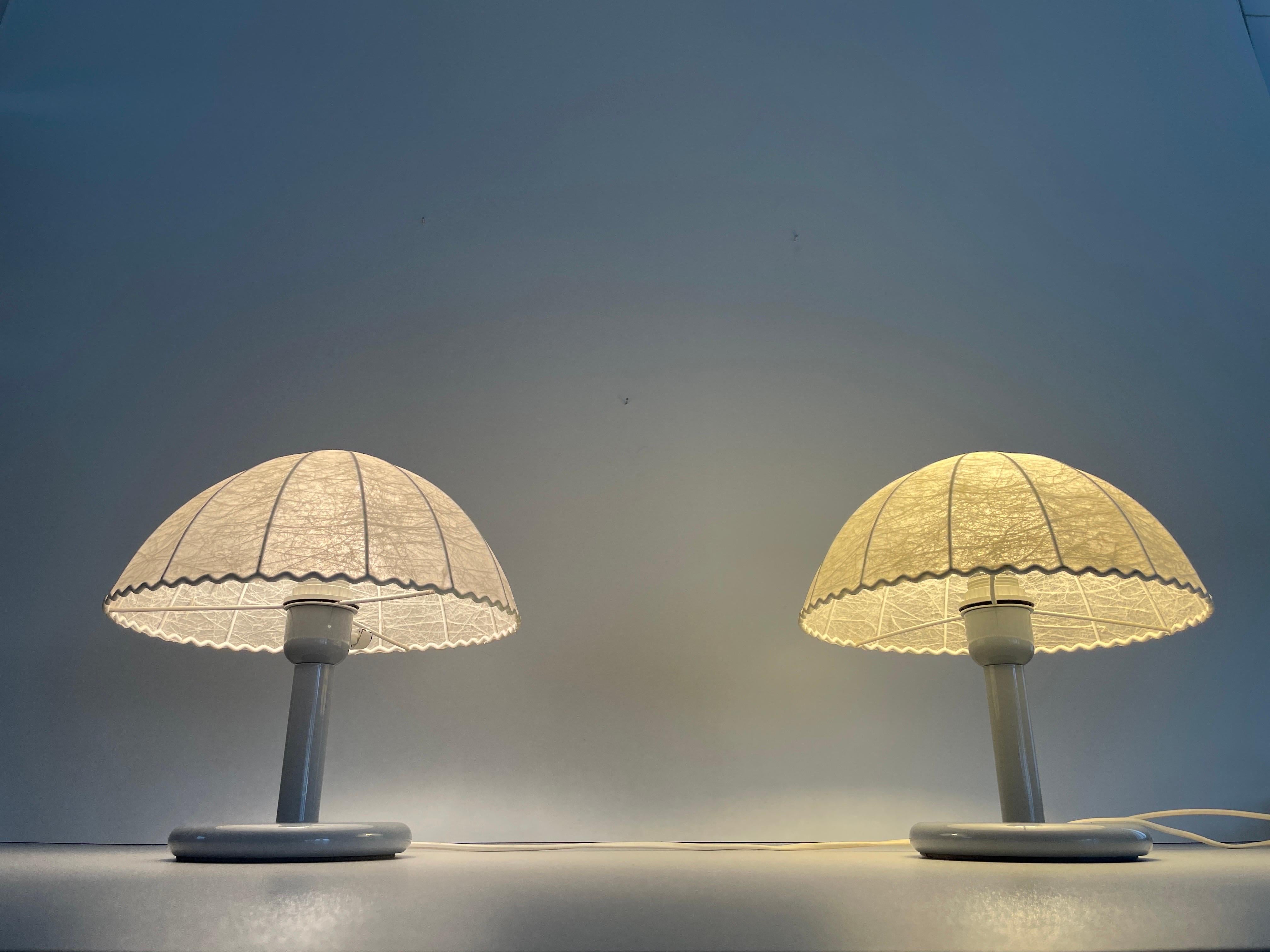 Pair of Cocoon Table Lamps with Grey Metal Base by GOLDKANT, 1960s, Germany For Sale 10