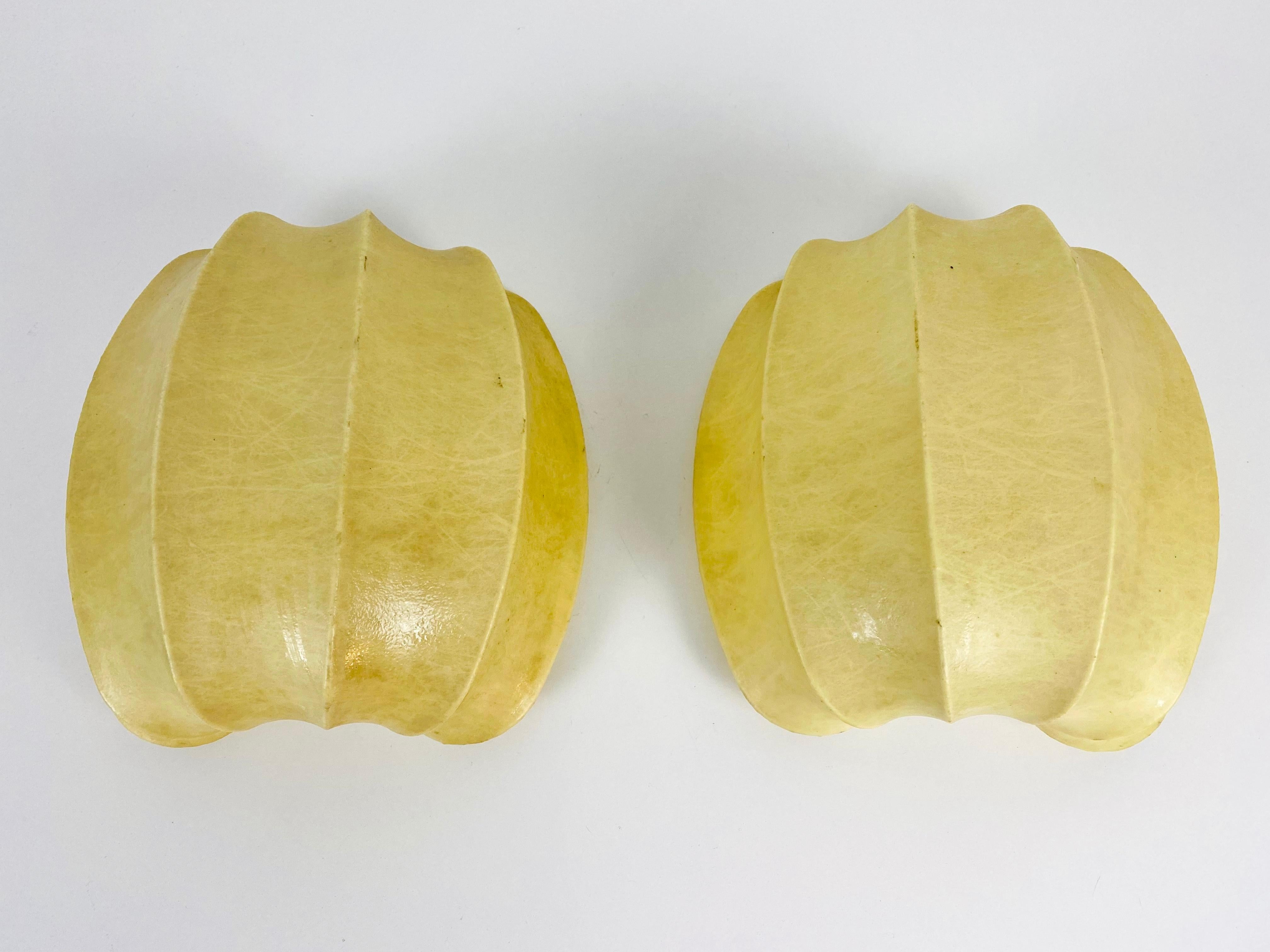 Resin Pair of Cocoon Wall Lamps, 1960s