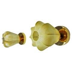 Coppia di lampade da parete "Cocoon Lights", in resina e pino, Italia, 1970