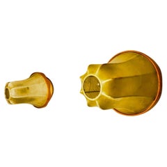 Pair of "cocoon" wall lights, pear shape, resin and pine, Italy, 1970