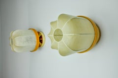 Pair of "cocoon" wall lights, resin and pine, Italy, 1970