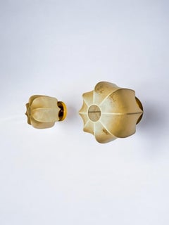 Pair of “cocoon” wall lights, resin and pine, italy, 1970