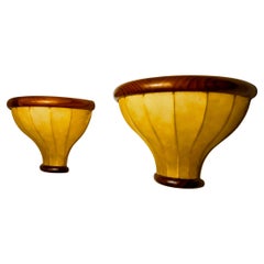 Paire d'appliques "Cocoon Lights", résine et pin, Italie 1970