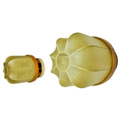 Paar "Cocoon" Wandleuchten, Harz und Kiefer, Italien, 1970