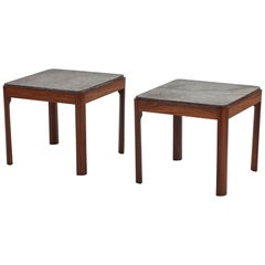 Antique Pair of Coffee or Occasional Tables in Mahogany and Marble