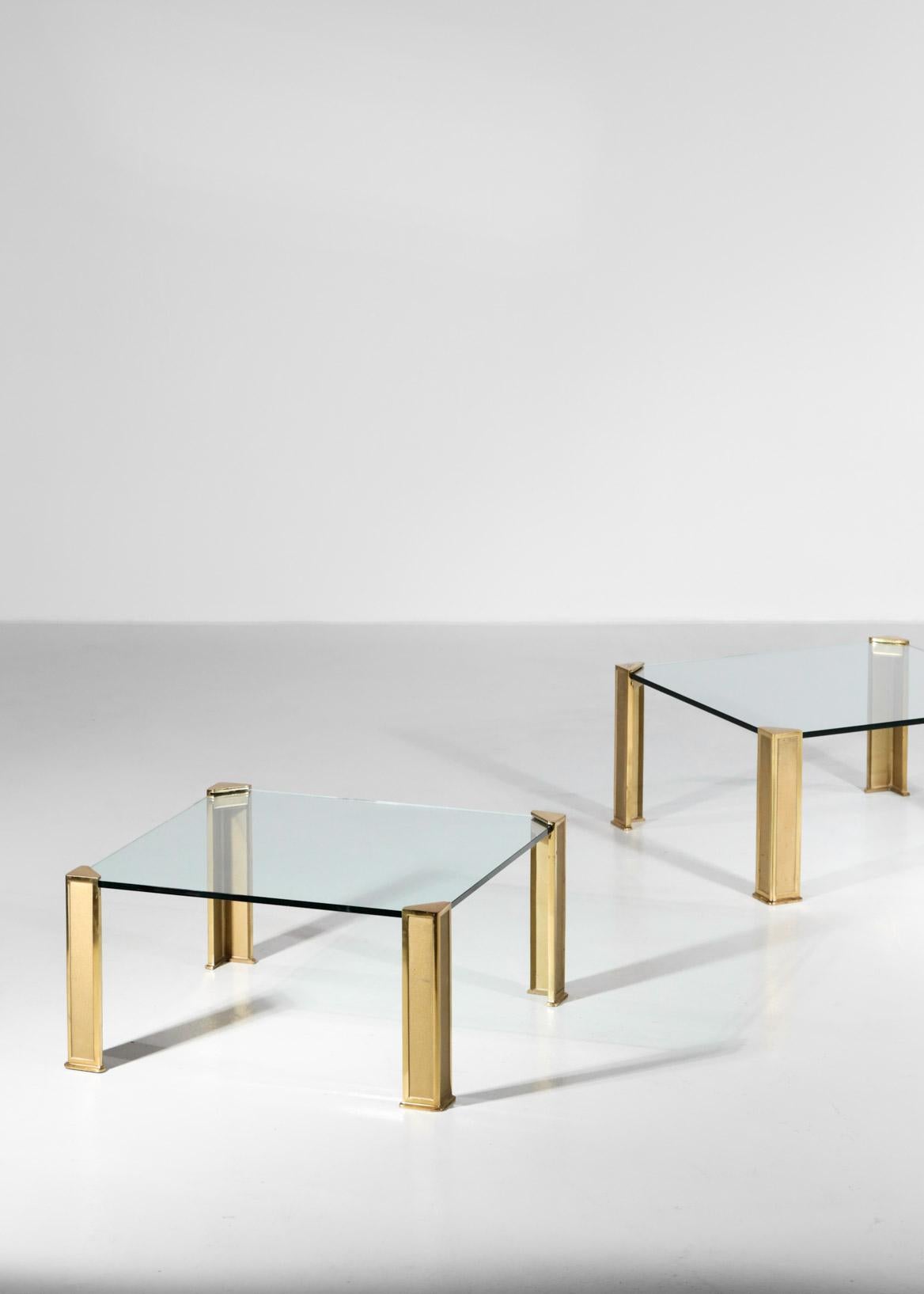 Coffee table in gilded bronze from designer peter. Glass top. traces of erasures erasable on request. A slight lack on the corner of an invisible glass when the table is mounted.
