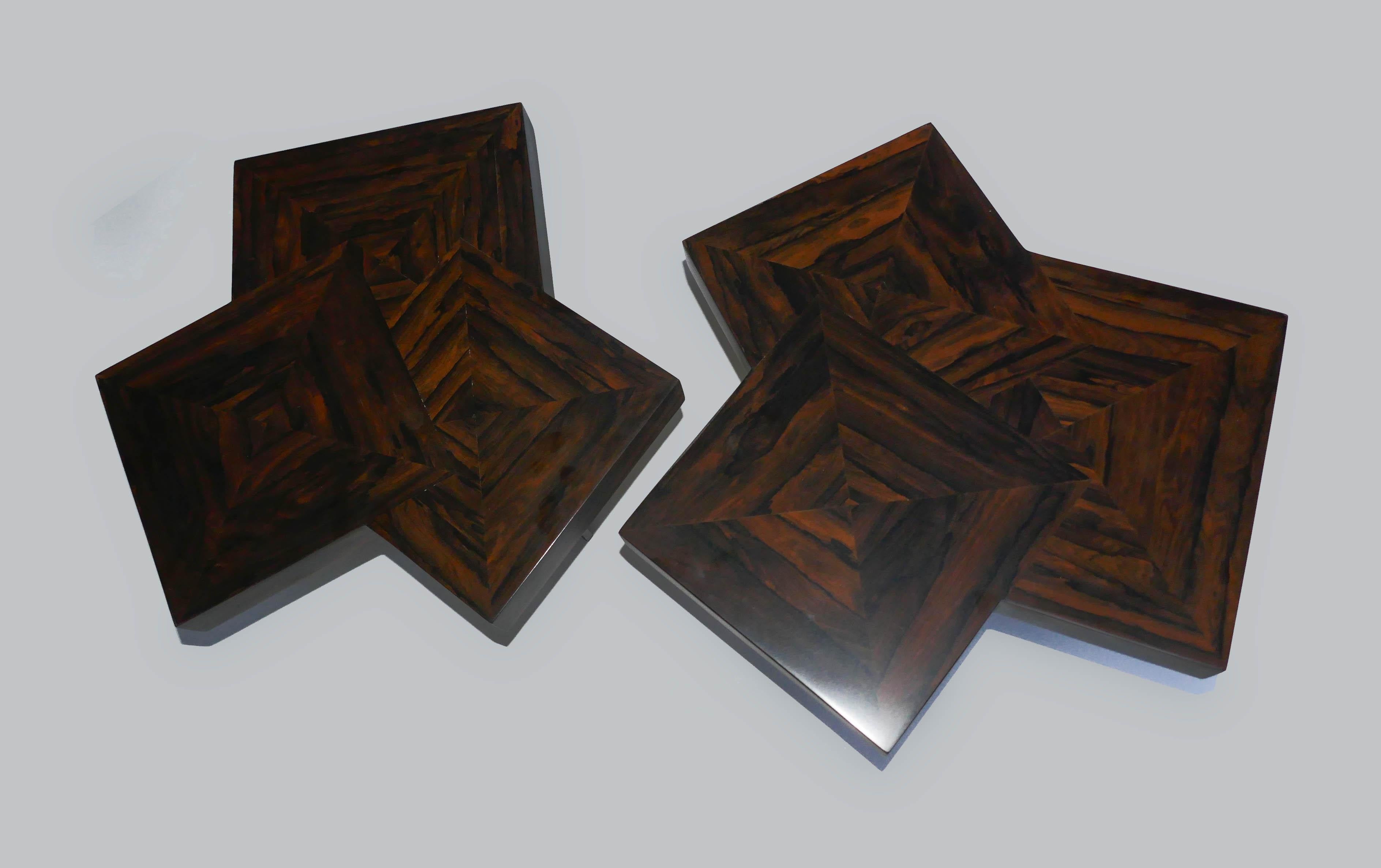 Paire de tables basses « Cubes » en marqueterie d'Aymeric Lefort en vente 3