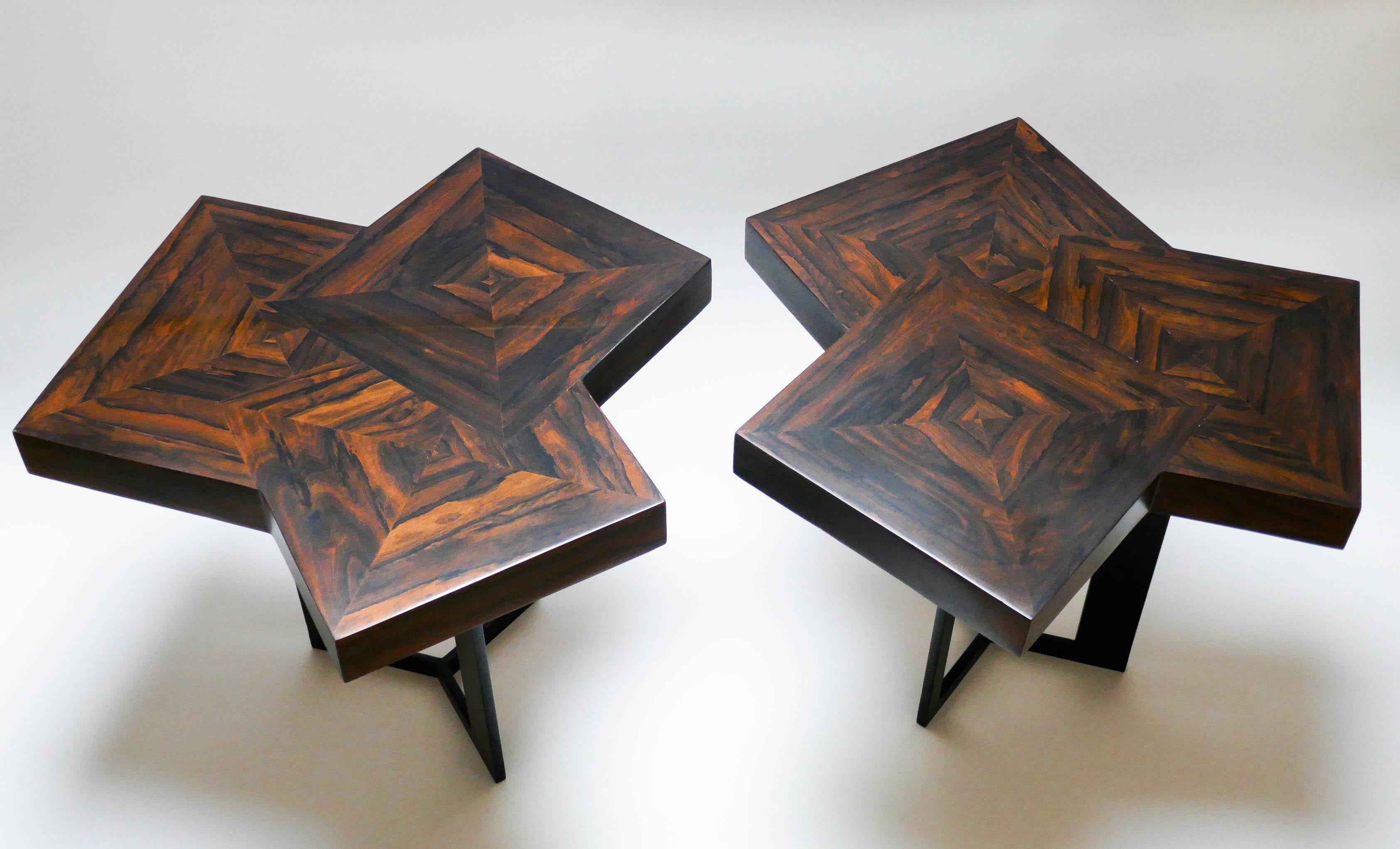 Paire de tables basses « Cubes » en marqueterie d'Aymeric Lefort en vente 7