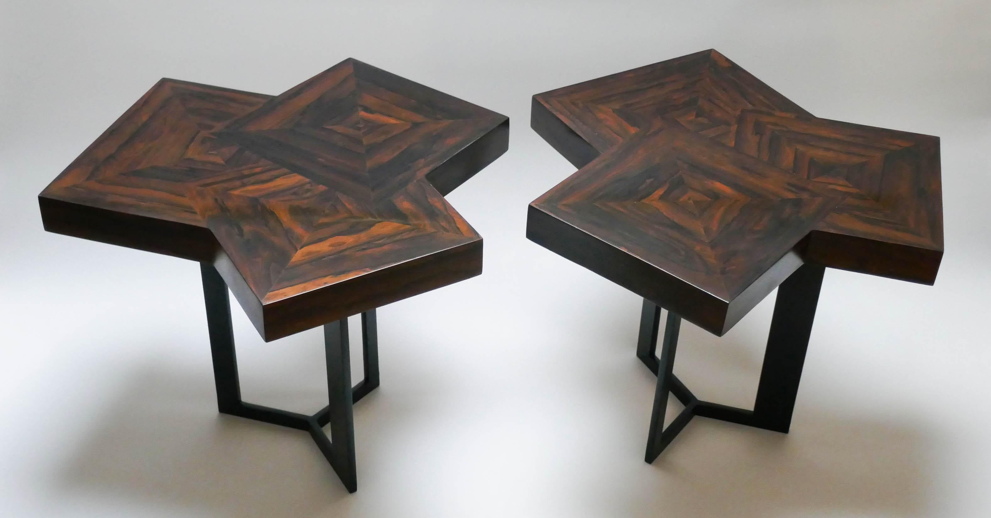 Paire de tables basses « Cubes » en marqueterie d'Aymeric Lefort en vente 10