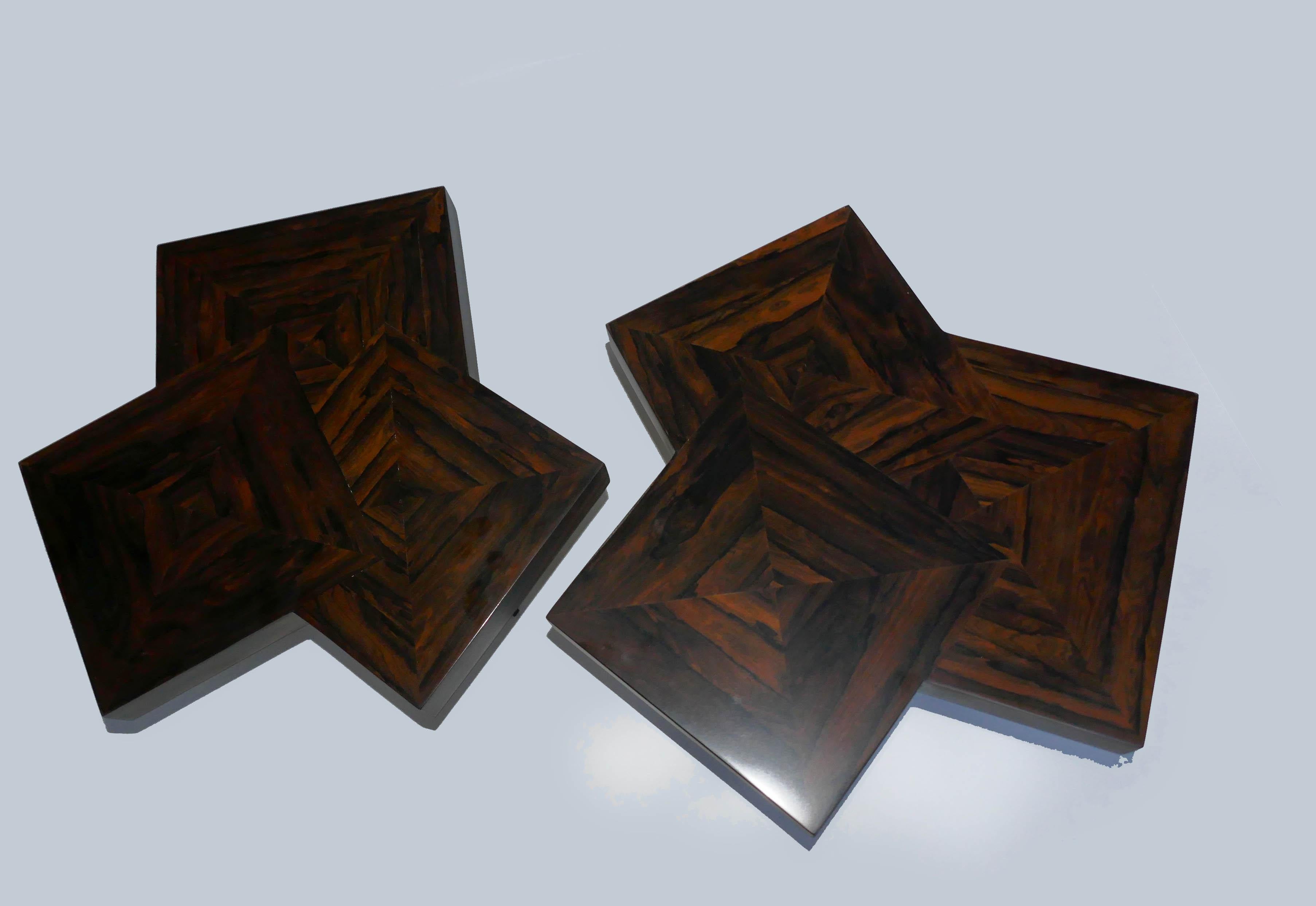 Paire de tables basses « Cubes » en marqueterie d'Aymeric Lefort en vente 1