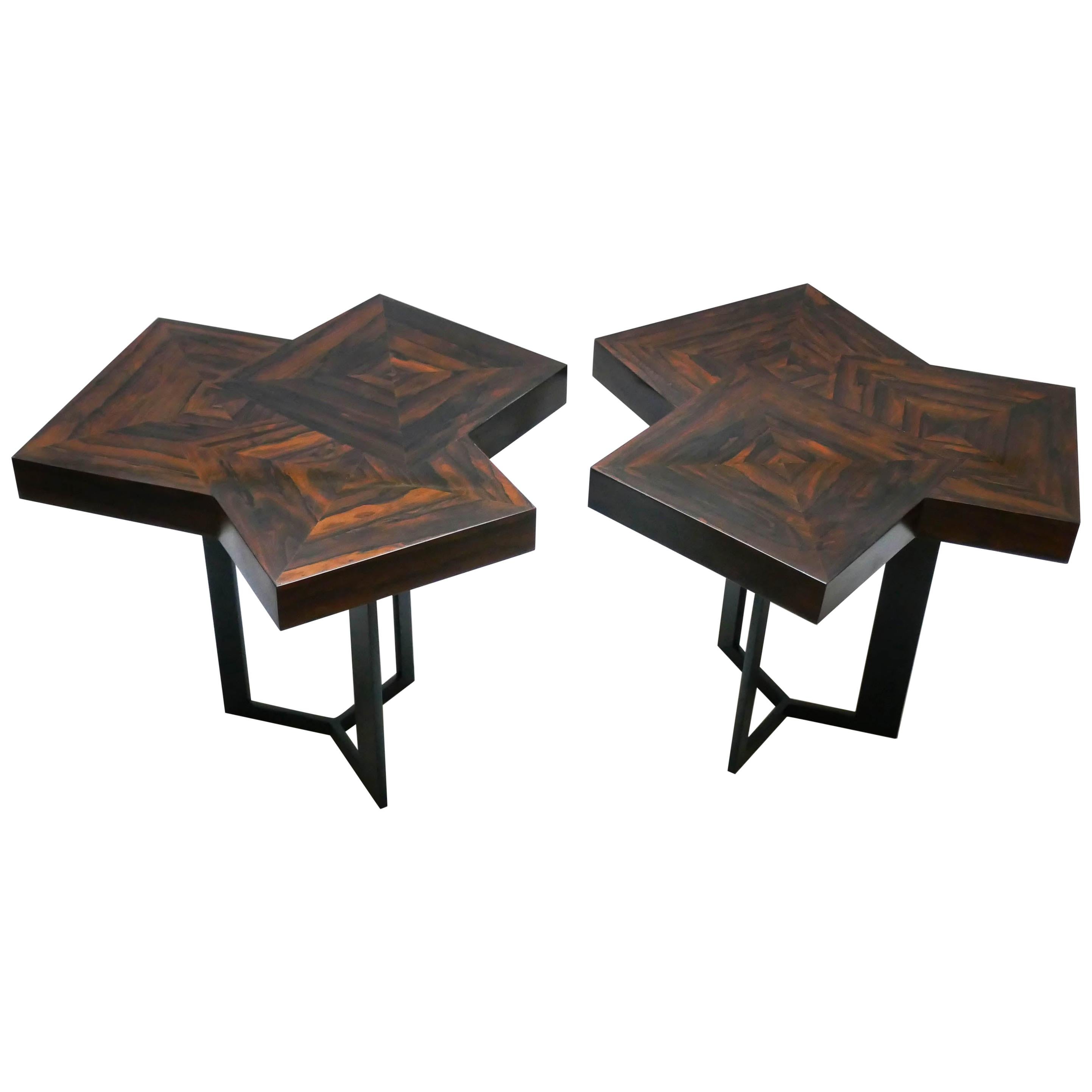 Paire de tables basses « Cubes » en marqueterie d'Aymeric Lefort en vente