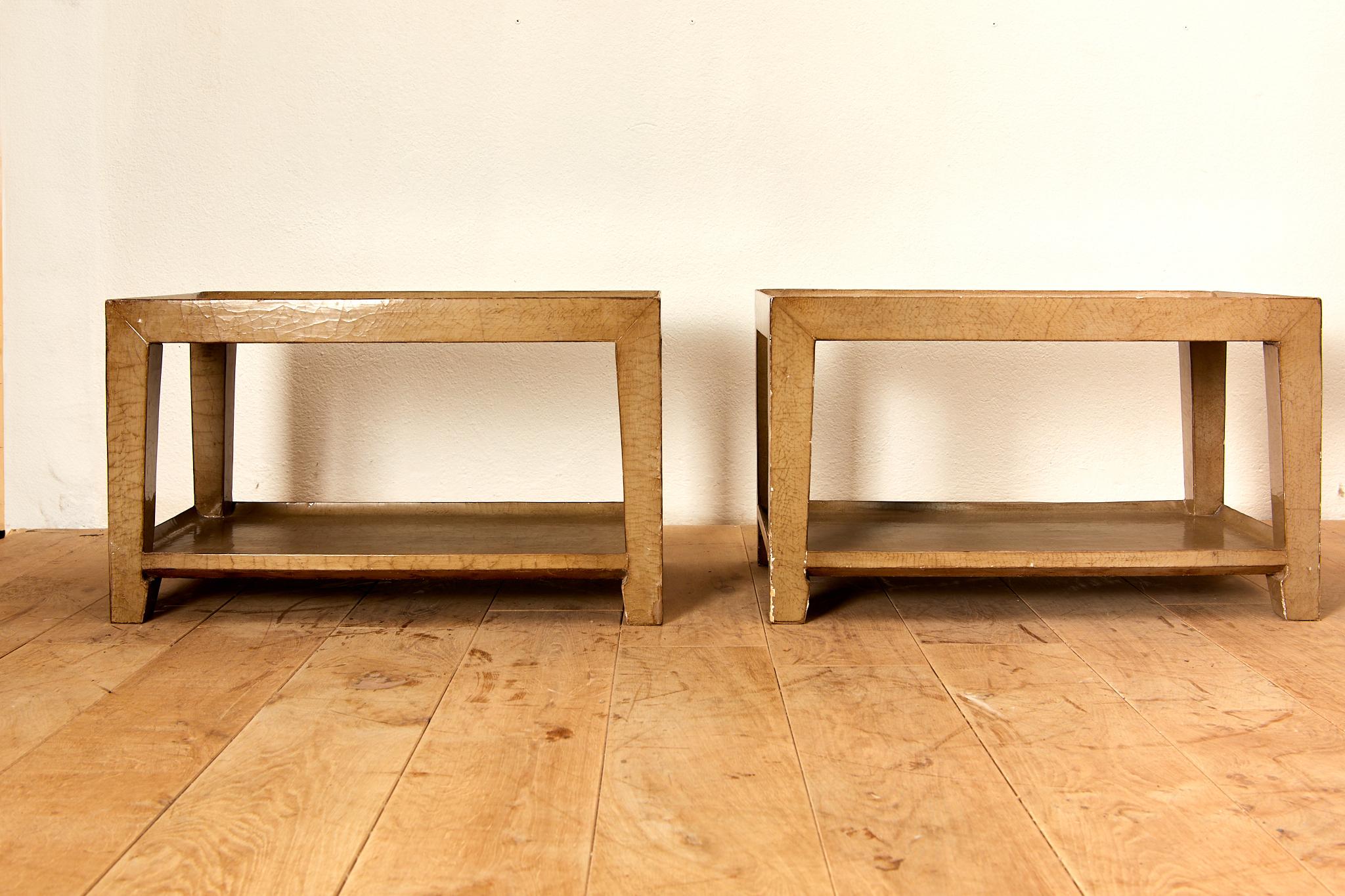 Modern Pair of coffee table, lacquered wood, circa 1970, France.