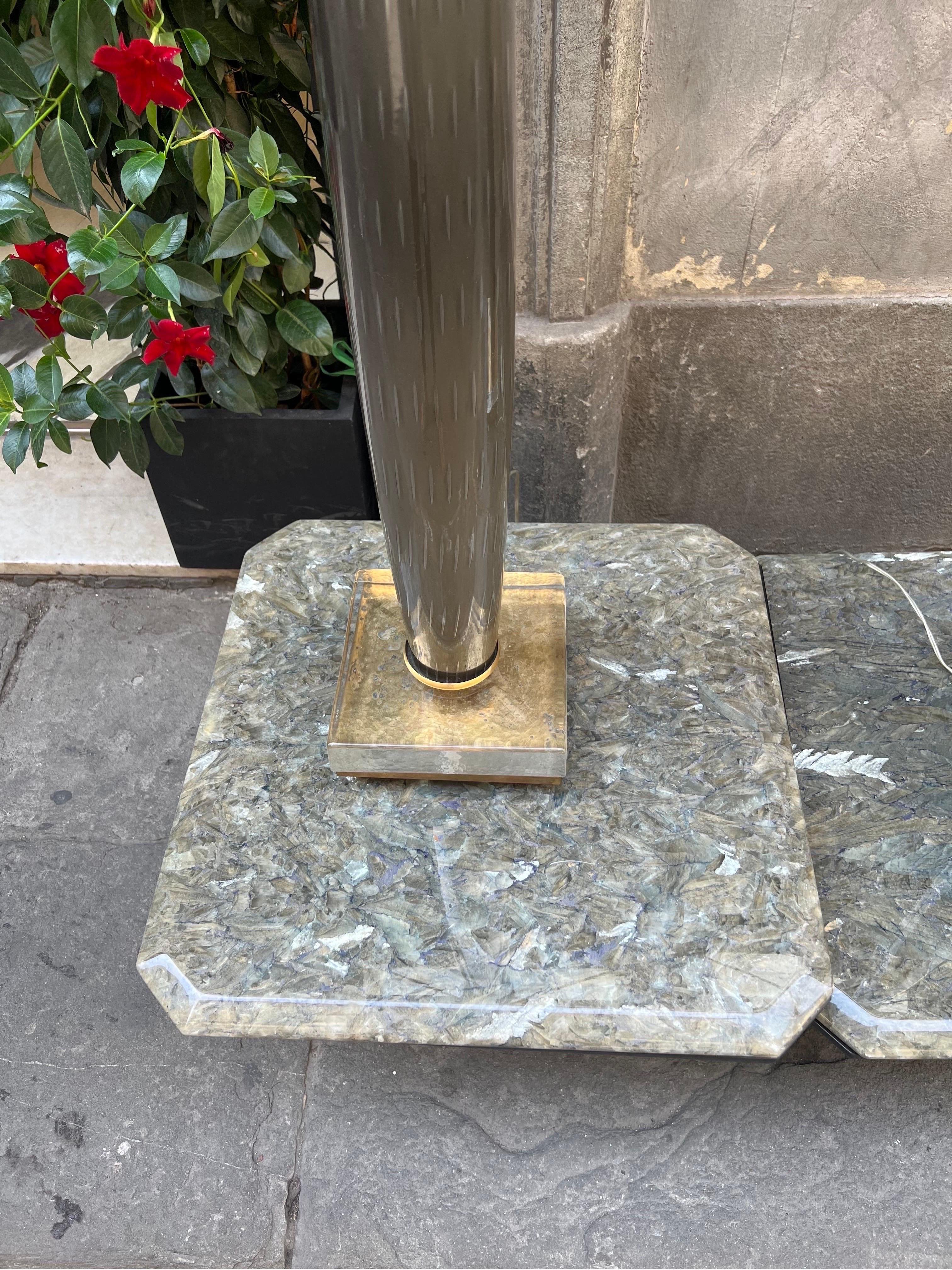 Pair of Coffee Table Resin Top with Silver Leaves Effect, 1980s 5