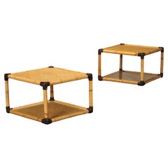 Vintage Pair of Coffee Tables Bamboo, Italy, 1980s