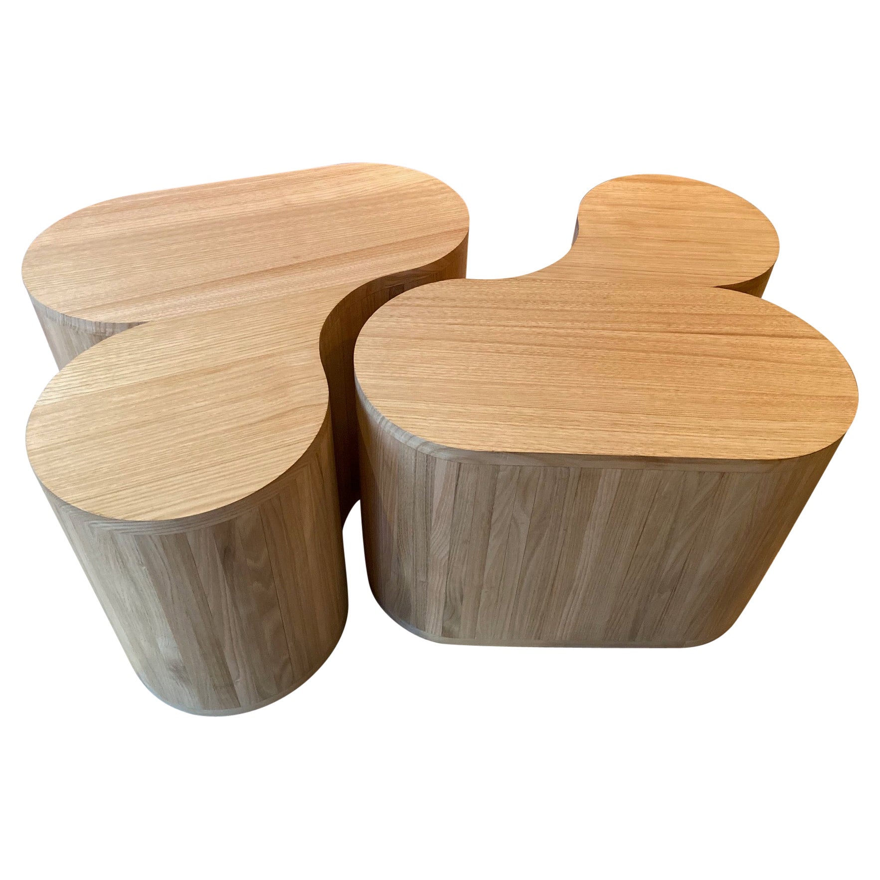 Paire de tables basses Twins en châtaignier d'Edouard de la Marque, France en vente