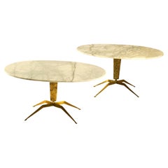 Paar Couchtische 'Dubè' von Duilio Barnabé Italien, Marmor und Bronzerelief