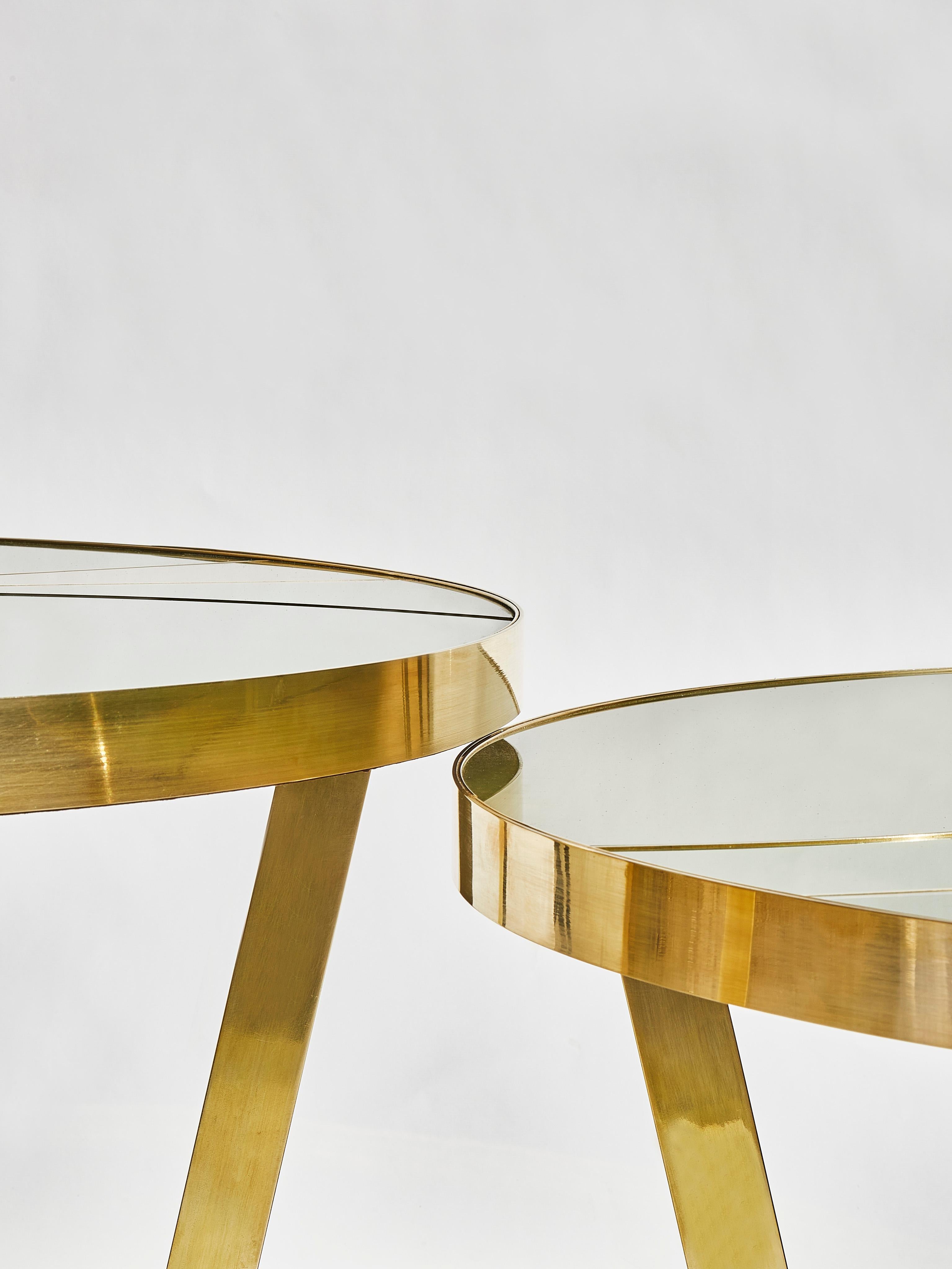 Contemporary Pair of Coffee Tables in Mirror, by Studio Glustin