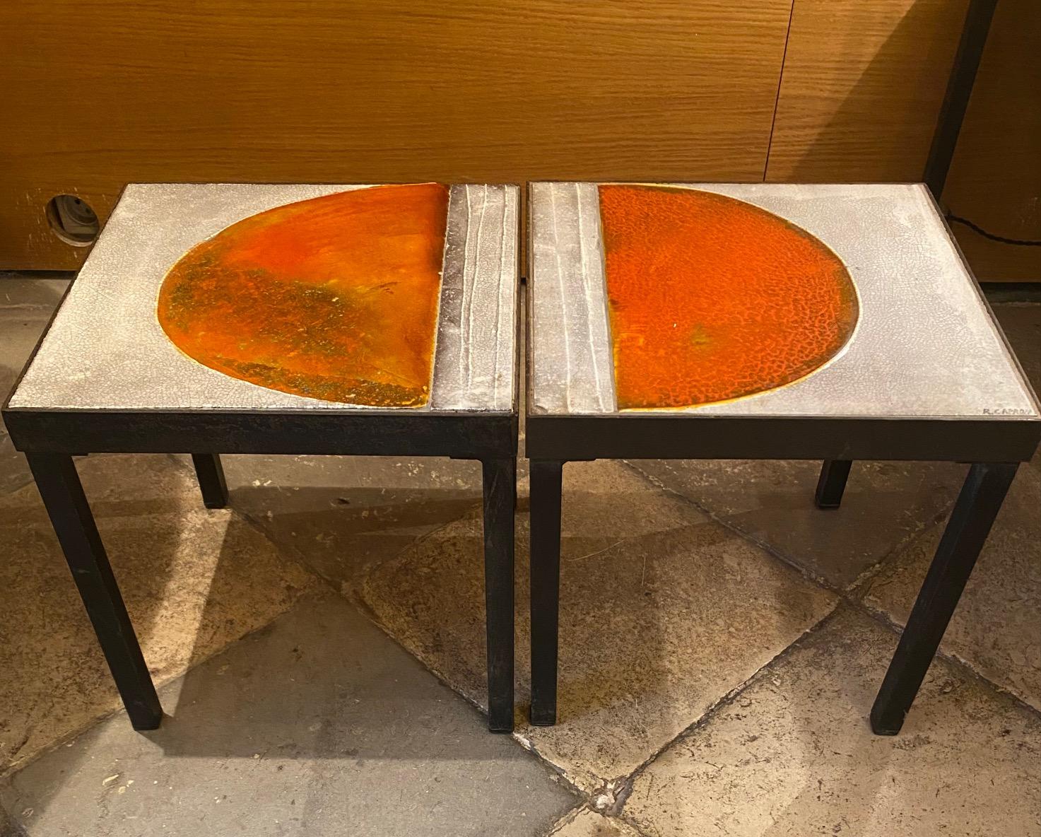 French Pair of coffee tables /side tables by Roger Capron, France, 1960s