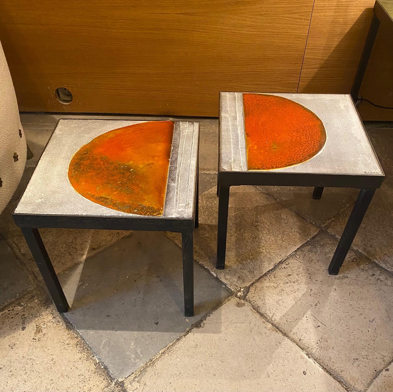 Pair of coffee tables /side tables by Roger Capron, France, 1960s In Good Condition In Paris, FR