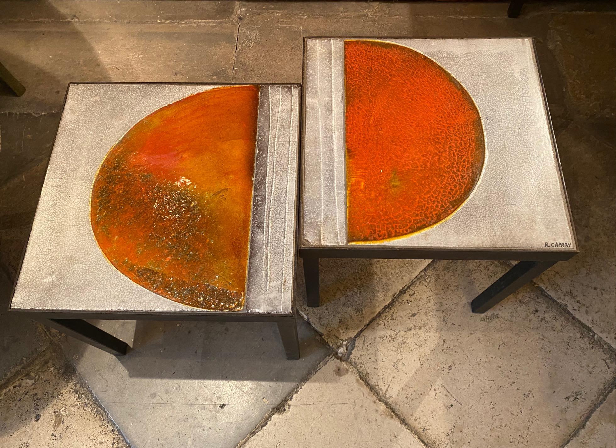 Ceramic Pair of coffee tables /side tables by Roger Capron, France, 1960s