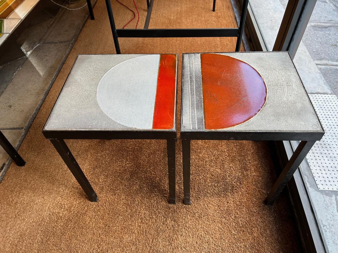 Ceramic Pair of coffee tables /side tables by Roger Capron, France, 1960s