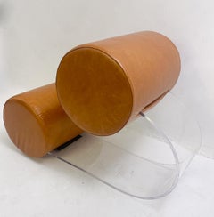 Pair of Cognac Armchairs by Marzio Cecchi, Plexiglas and Leather, 1970s