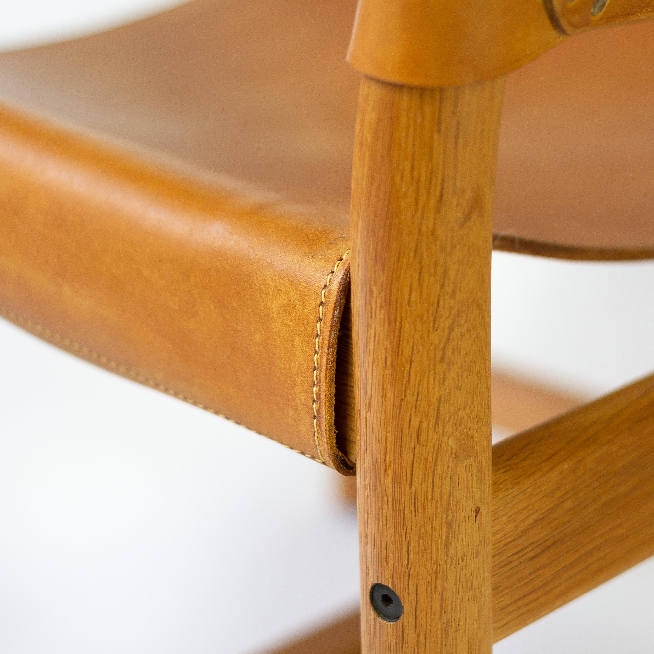 Pair of Cognac Leather and Oak Armchairs, Adrian & Ditte Heath for FDB, Denmark 5