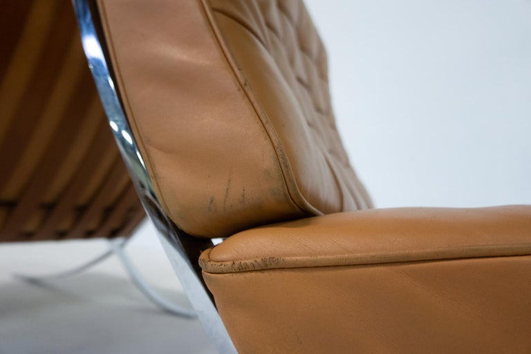 Pair of Cognac Leather Barcelona Chairs by Mies Van Der Rohe for Knoll, 1960s For Sale at 1stDibs