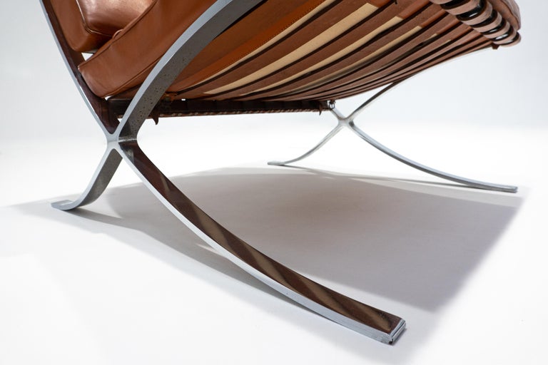 Pair of Cognac Leather Barcelona Chairs with Ottoman for Knoll, 1960s at 1stDibs barcelona