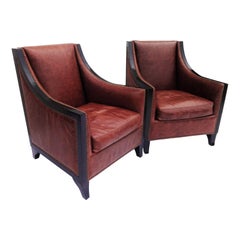 Pair of Cognac Leather Lounge Chairs