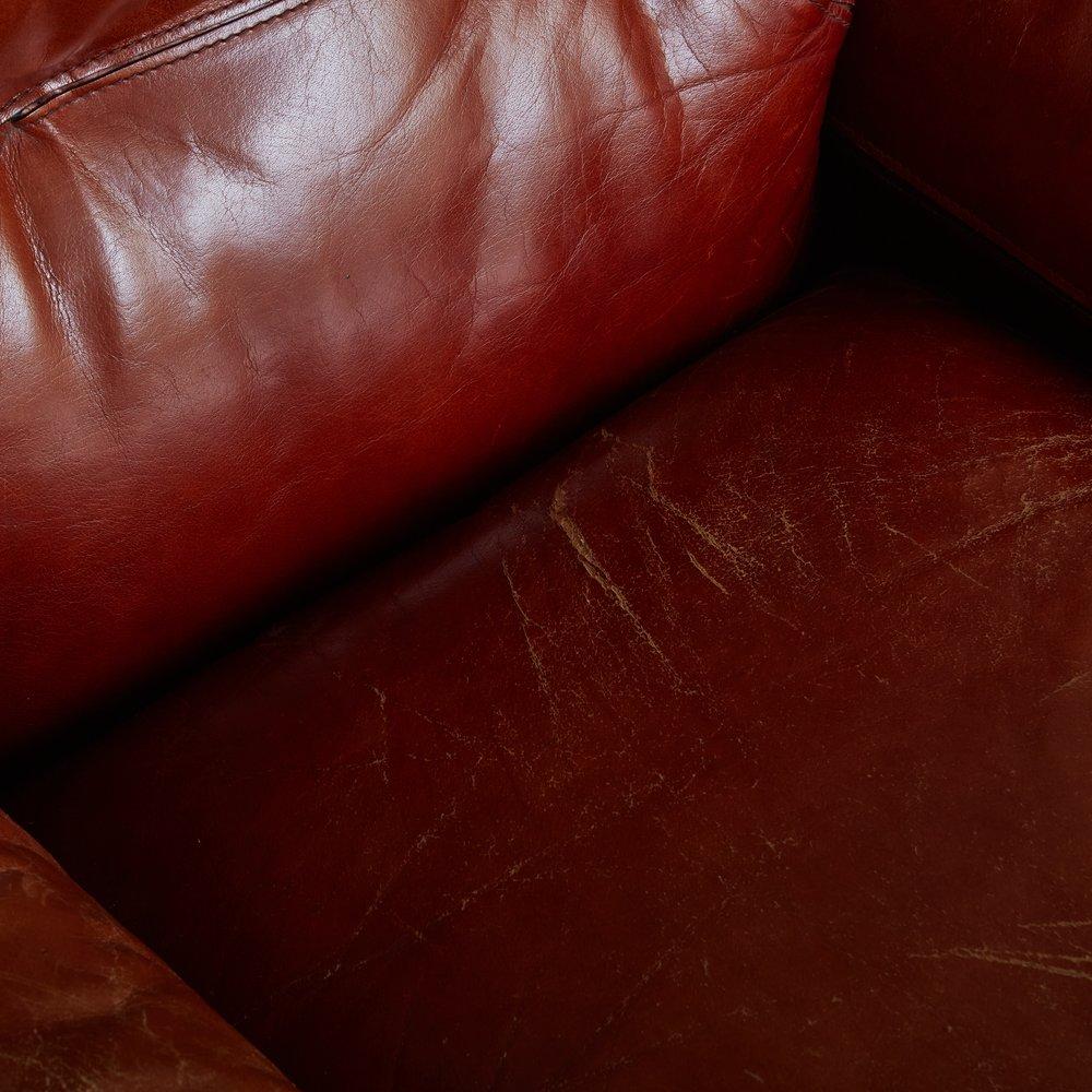 Pair of Cognac Leather Lounge Chairs France 1960s 1