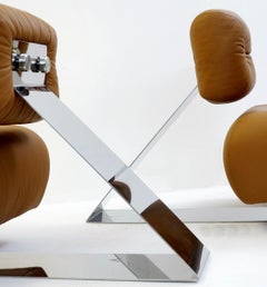 Pair of Cognac Leather Lounge Chairs Model 'Aran' by Oscar Niemeyer, 1975