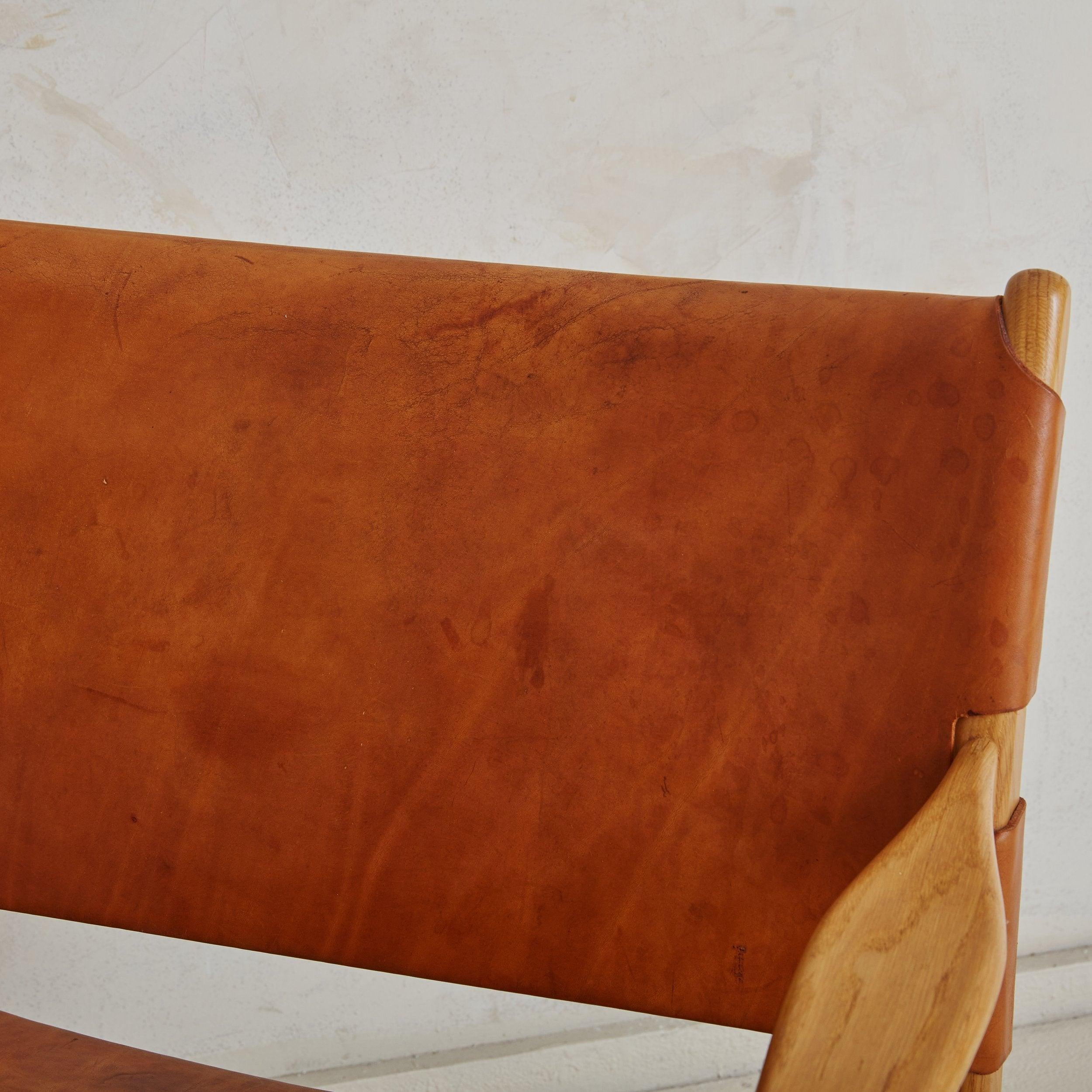 Cuir Paire de fauteuils en cuir cognac et Oak 'Premiär 69' par Per-Olof Scotte pour IKEA en vente