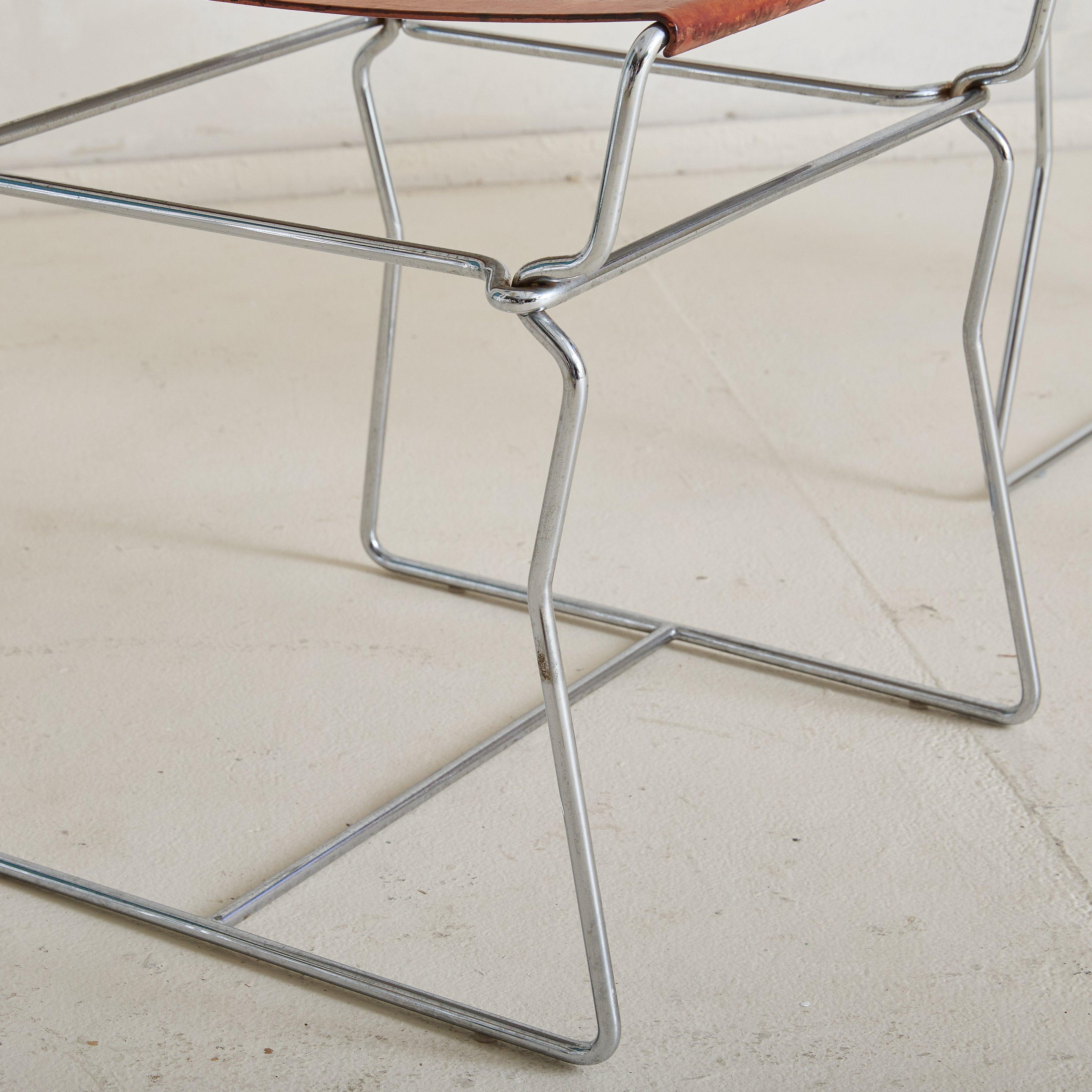 Pair of Cognac Leather 'Pyllon' Stools by Nicole Aebischer for B&B Italia, 2004 en Bueno estado para la venta en Chicago, IL