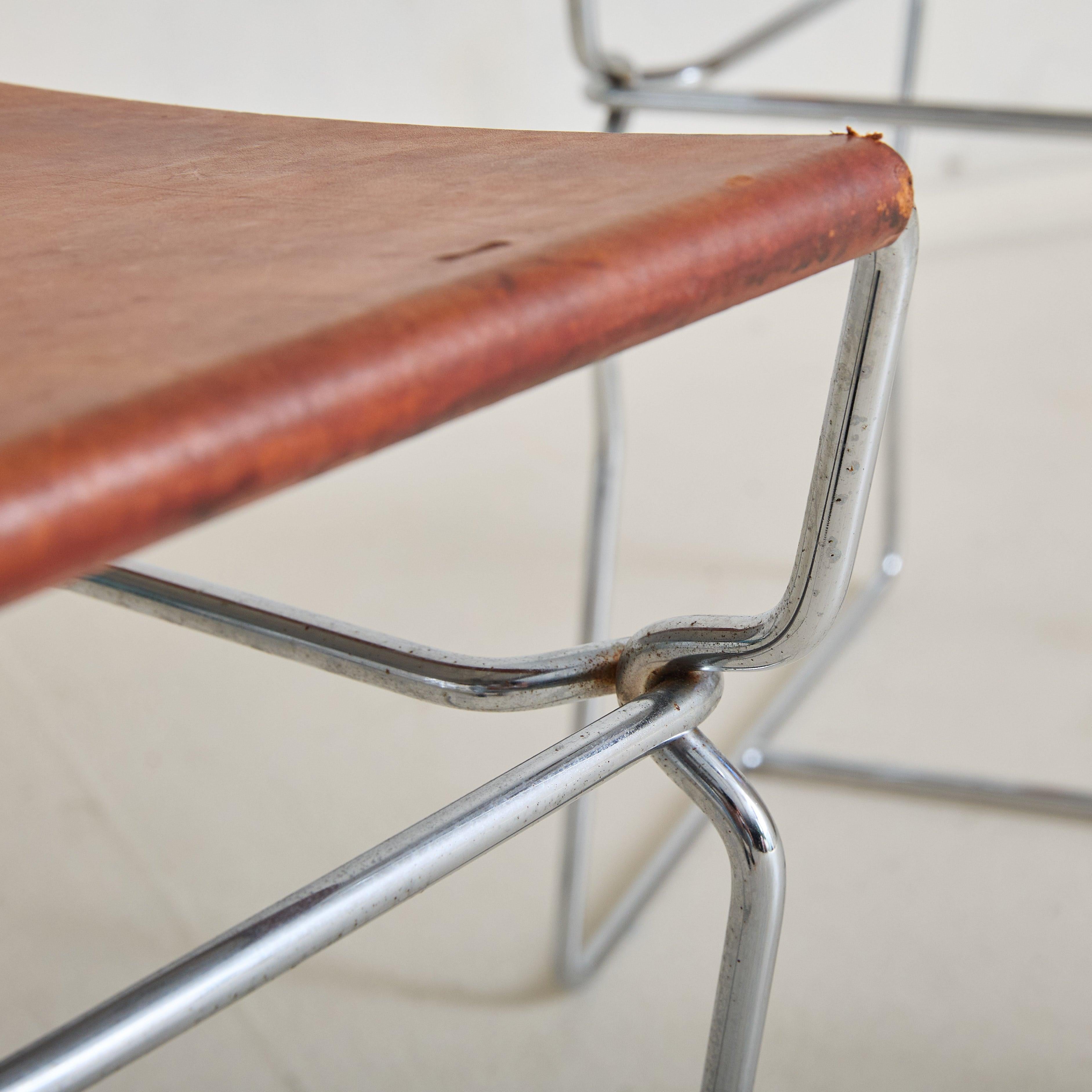 Pair of Cognac Leather 'Pyllon' Stools by Nicole Aebischer for B&B Italia, 2004 Siglo XXI y contemporáneo en venta