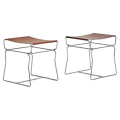 Paire de tabourets « Pinellon » en cuir cognac de Nicole Aebischer pour B&B Italia, 2004