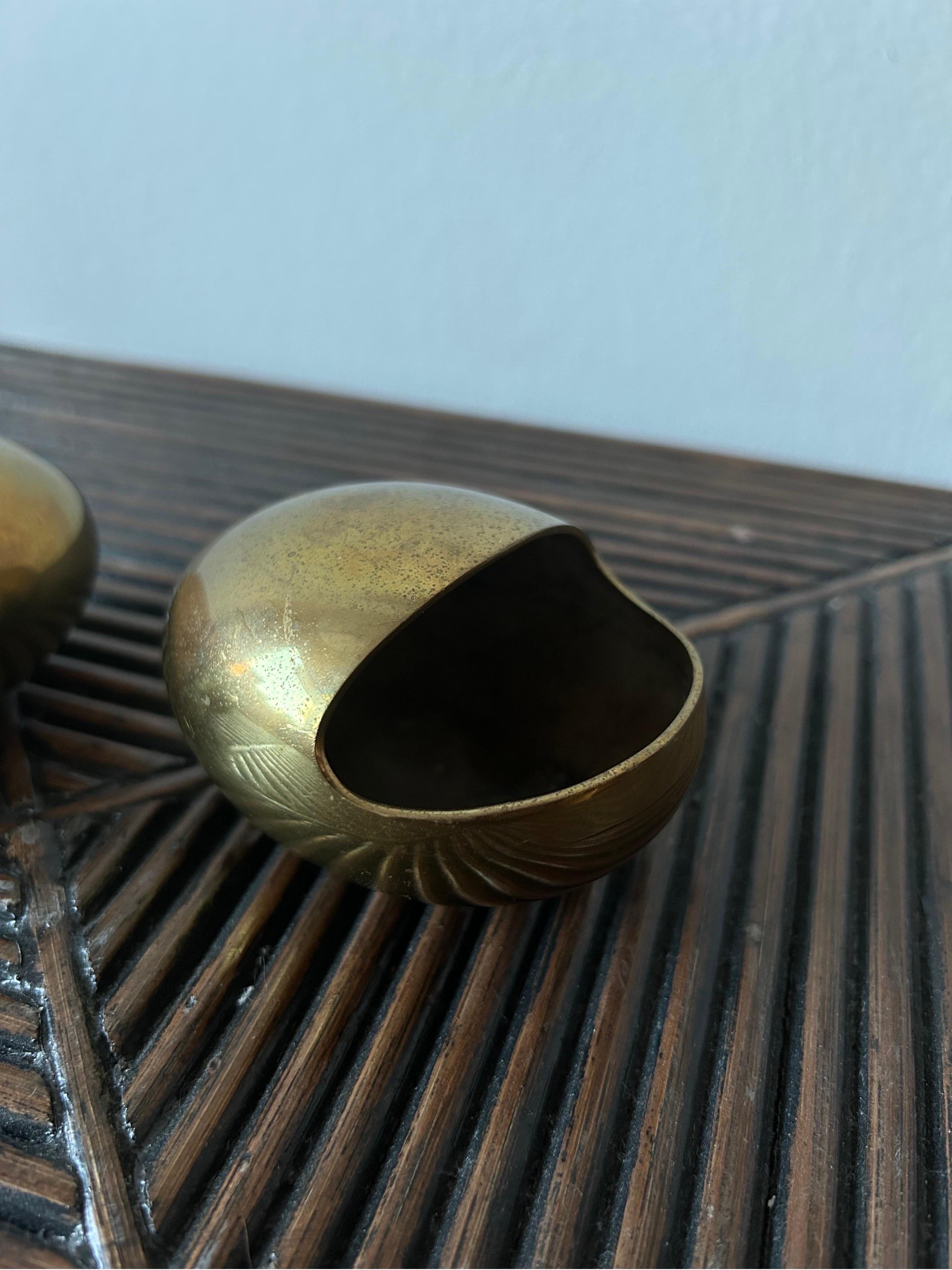 Danish Pair of Cohr Ashtrays in Patinaed Brass Denmark 1960s