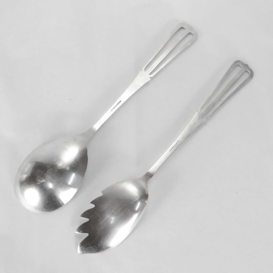 Pair of Cohr Mid-Century Modern Sterling Silver Fork & Spoon Salad Servers For Sale 6
