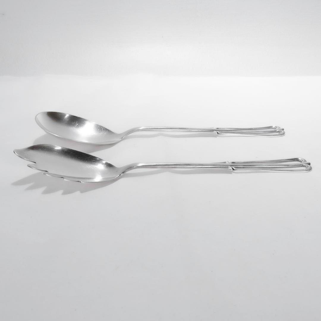 Pair of Cohr Mid-Century Modern Sterling Silver Fork & Spoon Salad Servers For Sale 7