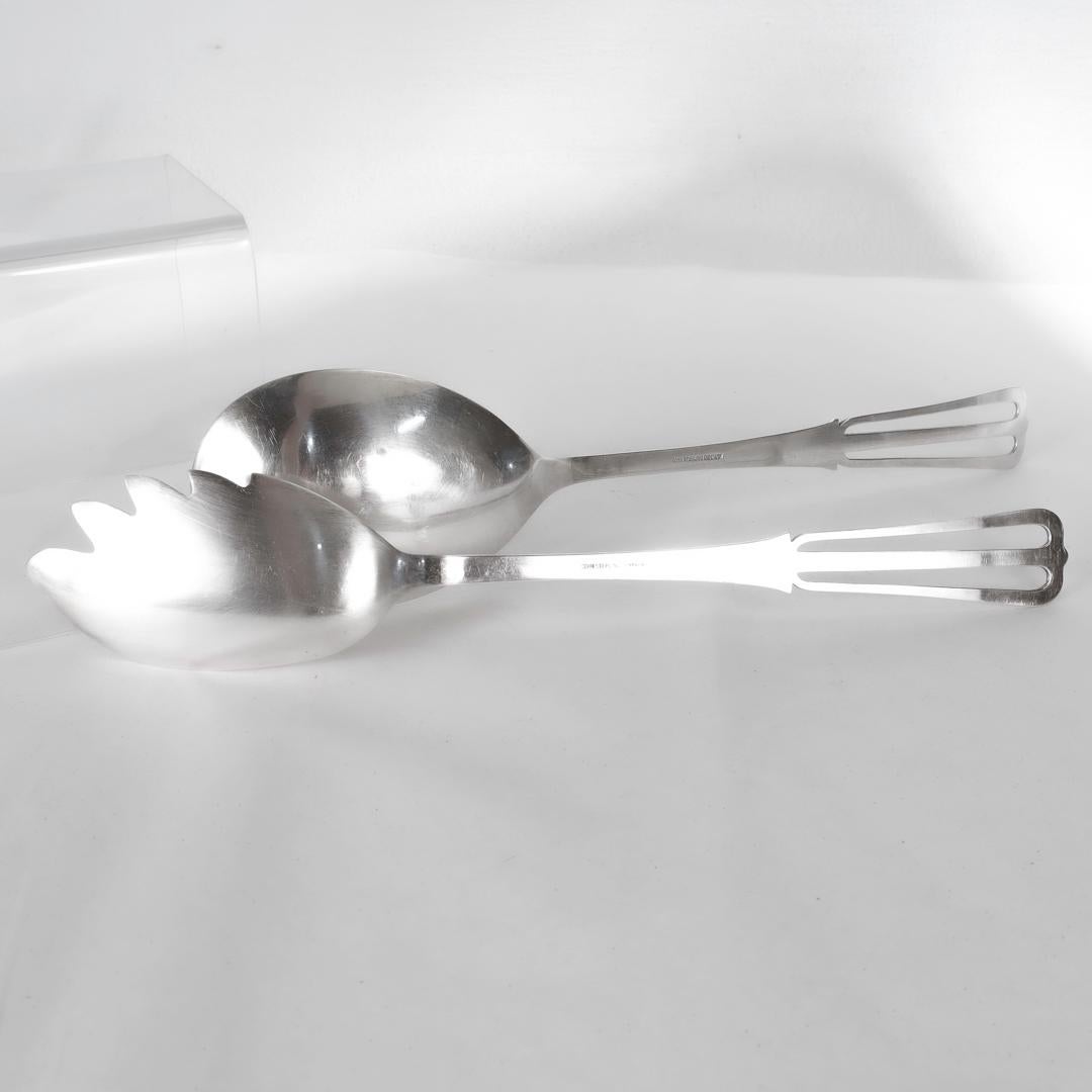 Pair of Cohr Mid-Century Modern Sterling Silver Fork & Spoon Salad Servers For Sale 8