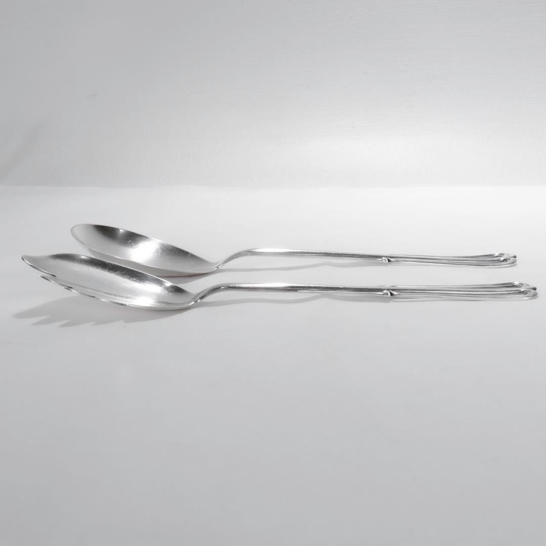 Coppia di posate da insalata in argento sterling con forchetta e cucchiaio di Cohr, stile metà secolo moderno In condizioni buone in vendita a Philadelphia, PA