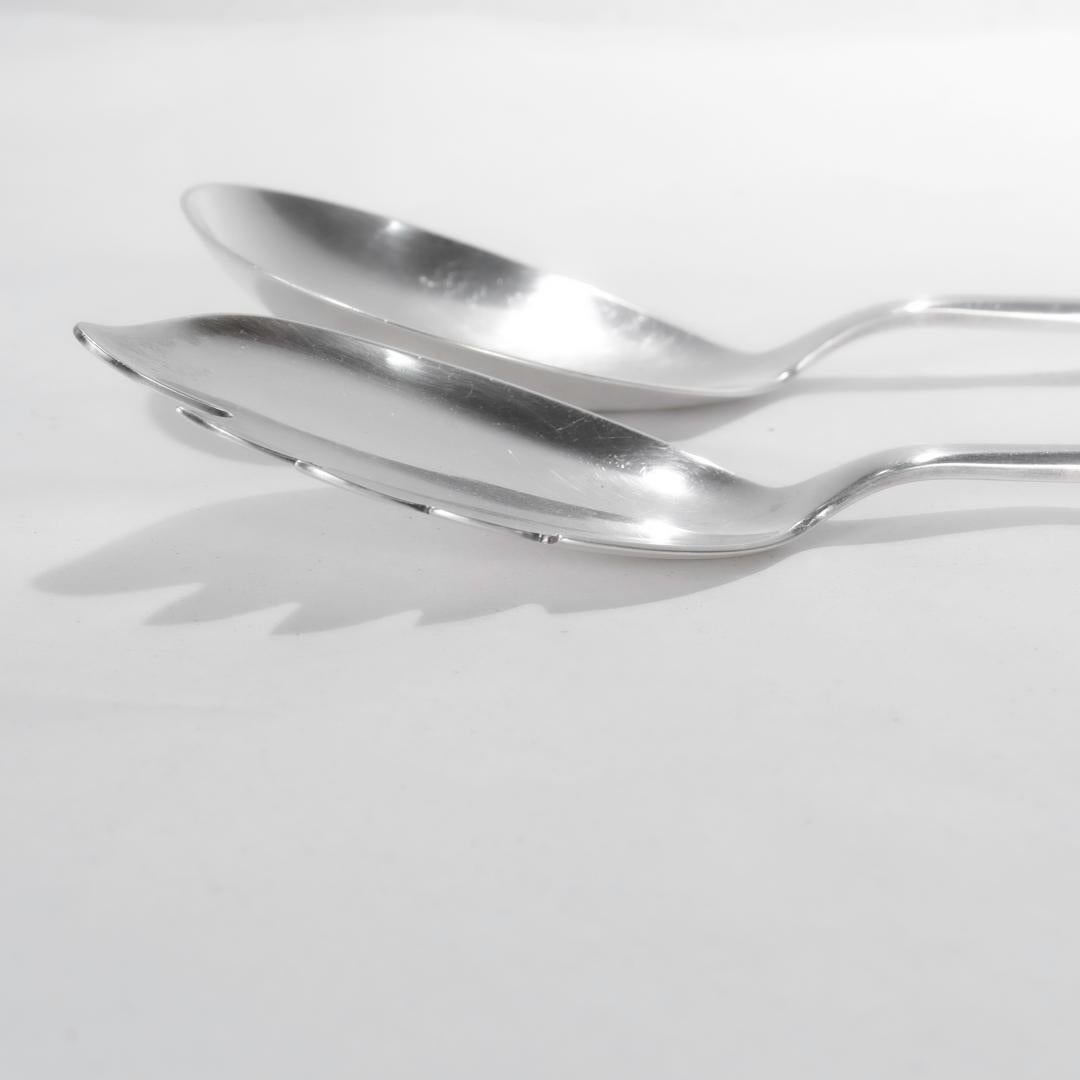 Pair of Cohr Mid-Century Modern Sterling Silver Fork & Spoon Salad Servers For Sale 2