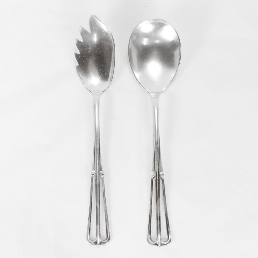 Pair of Cohr Mid-Century Modern Sterling Silver Fork & Spoon Salad Servers For Sale 3