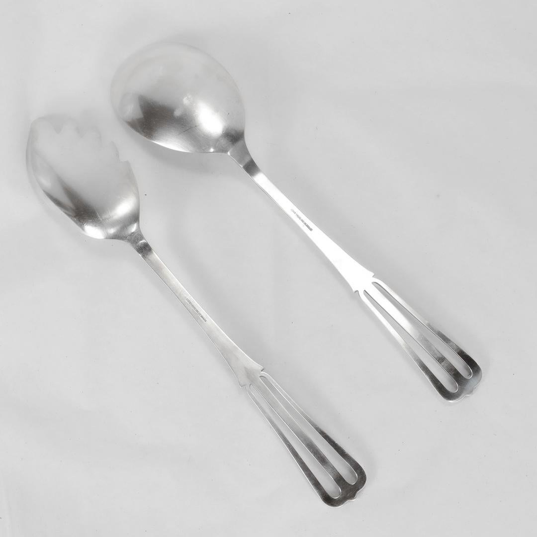 Pair of Cohr Mid-Century Modern Sterling Silver Fork & Spoon Salad Servers For Sale 5