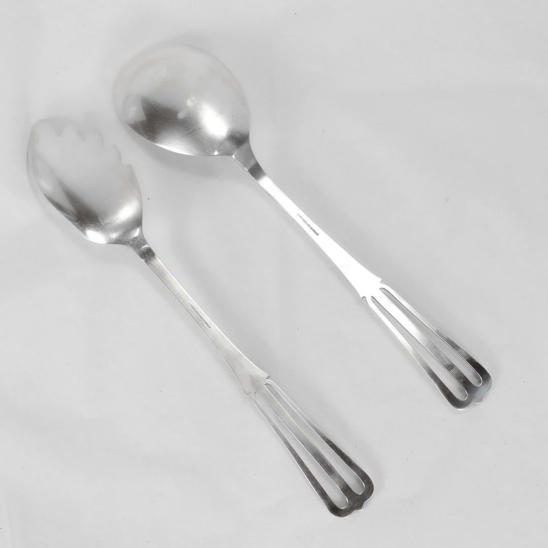 Coppia di posate da insalata in argento sterling con forchetta e cucchiaio di Cohr, stile metà secolo moderno in vendita 3