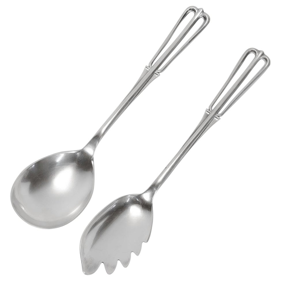 Paire de couverts à salade en argent Sterling Cohr Mid-Century Modern Fourchette et cuillère