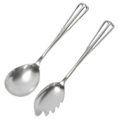 Paar Cohr Mid-Century Modern Sterling Silber Gabel & Löffel Salatbesteck