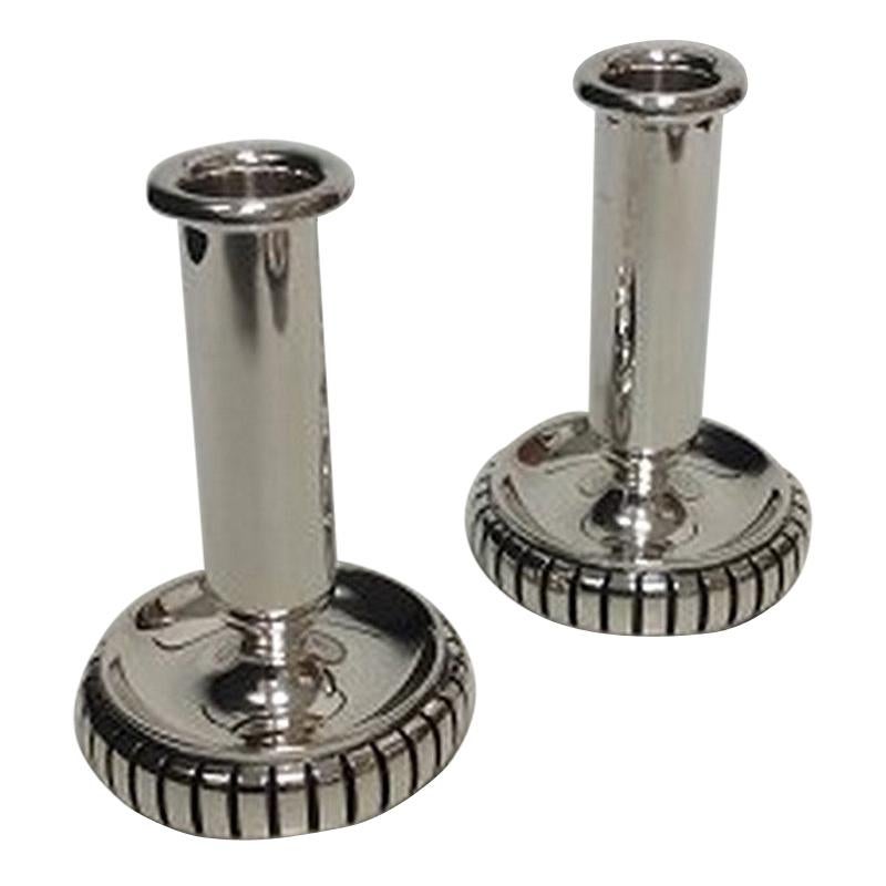Pair of Cohr Sterling Silver Art Deco Candlesticks For Sale