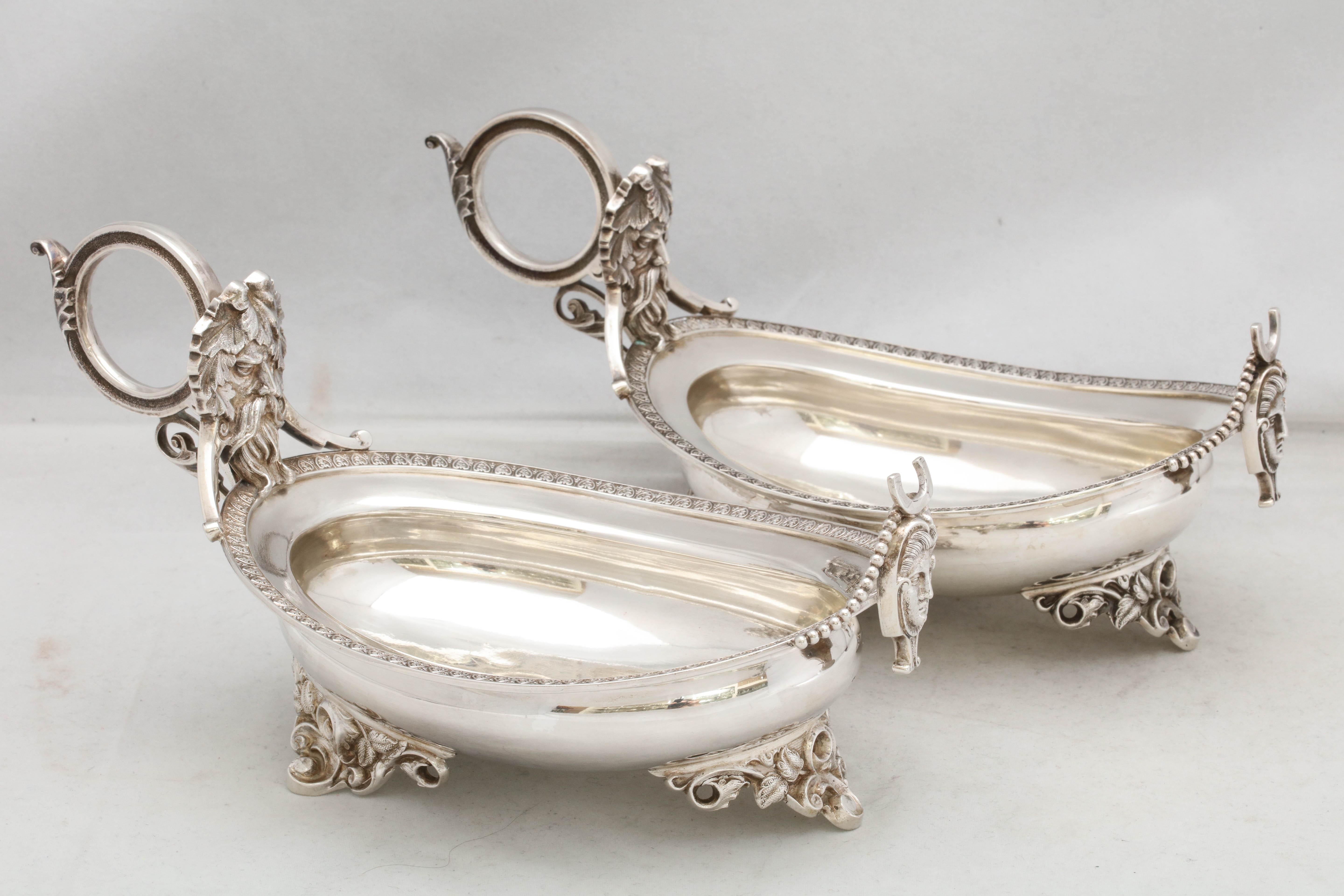 American Pair of Coin Silver Neoclassical Footed Sauce, Gravy Boats